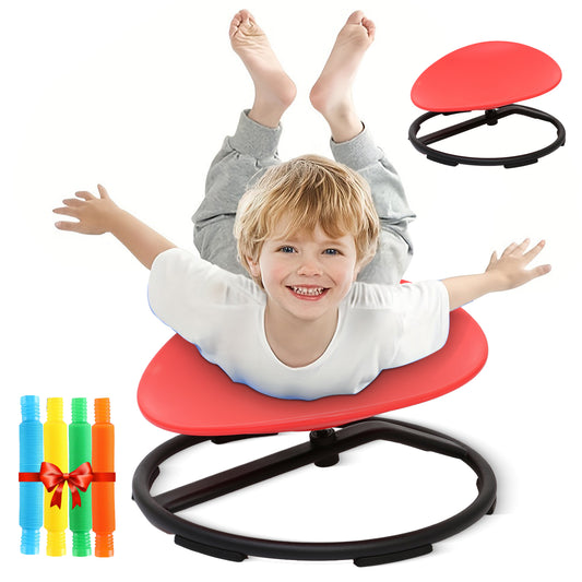 SHOLLIE Spinning Chair for Autism Kids - Sensory Chair for Sensory Spinning Seat Wobble Chair - Ideal for Autistic Children - Red