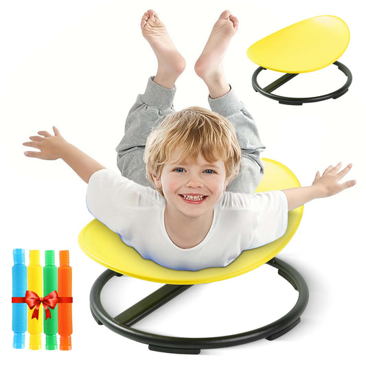 SHOLLIE Spinning Chair for Autism Kids - Sensory Chair for Sensory Spinning Seat Wobble Chair - Ideal for Autistic Children - Yellow